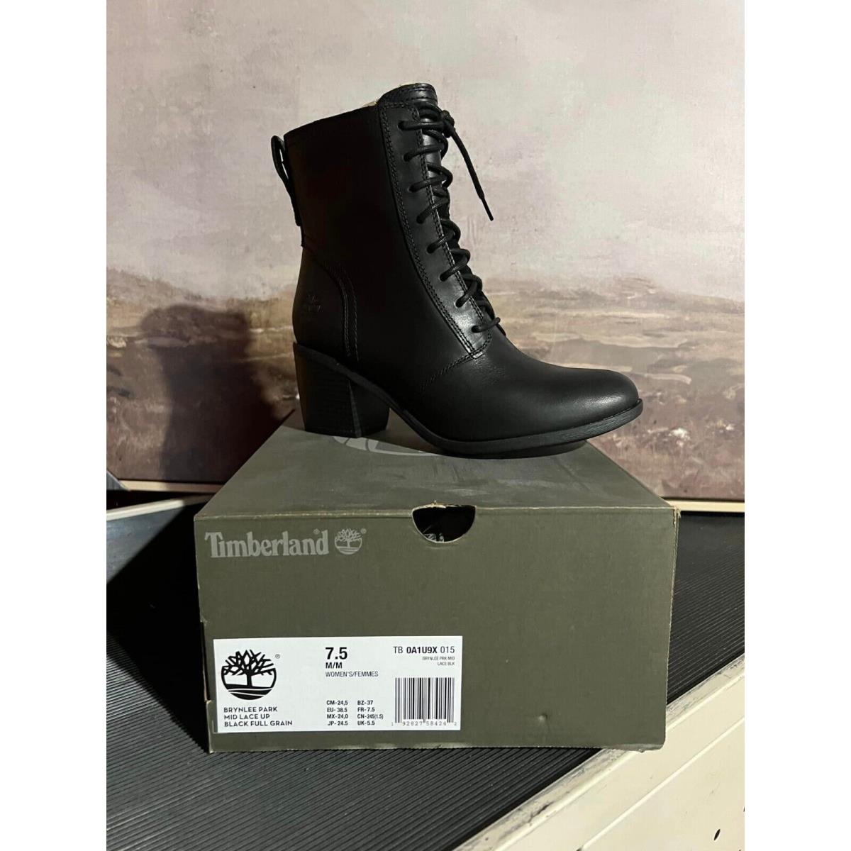 Timberland Women`s Black Brynlee Park Mid Lace-up Leather Boots A1U9X Size: 8