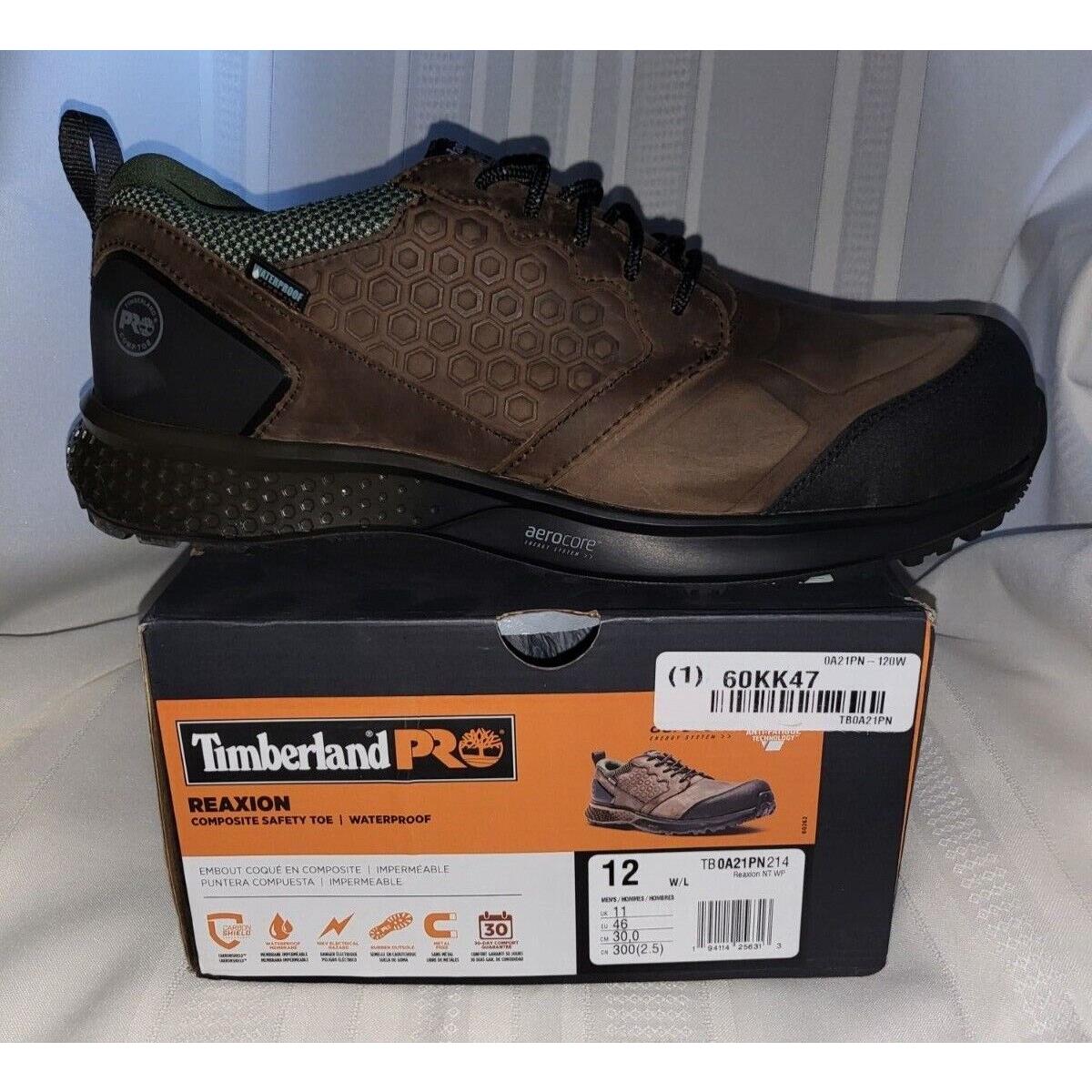 Timberland Pro Reaxion Composite Safety Toe Brown Sneaker Men`s 12 Wide