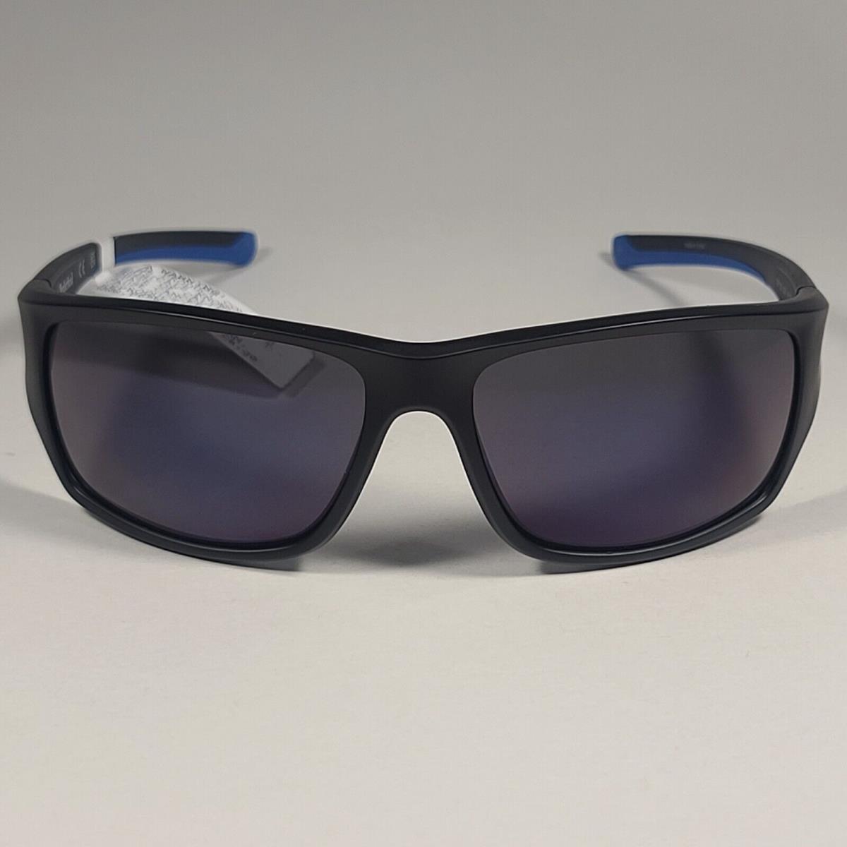 Timberland Wrap Sunglasses Matte Black Blue Semi Flash Ultraviolet TB7152 02X