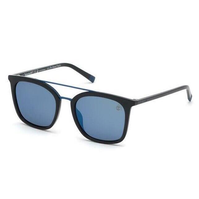 Timberland TB9169F 01D Black Square Blue Mirror Polarized Sunglasses 55-19-145