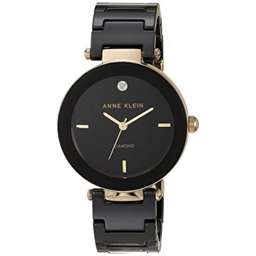 Anne Klein Women`s AK/1018BKBK Black Ceramic Bracelet Watch Assorted Colors black/gold