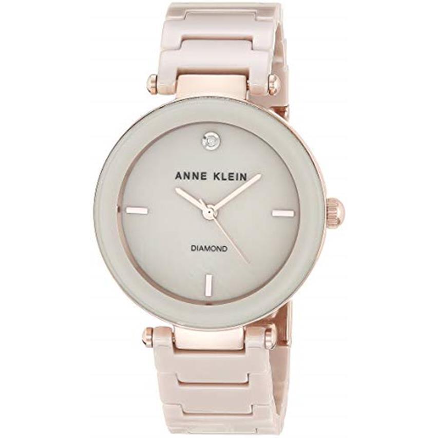 Anne Klein Women`s AK/1018BKBK Black Ceramic Bracelet Watch Assorted Colors tan/rose gold