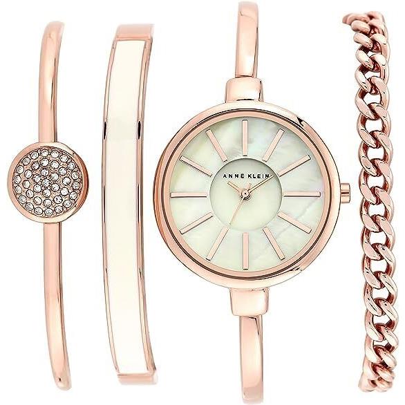 Anne Klein Women`s Bangle Watch and Bracelet Set AK/1470 RGST