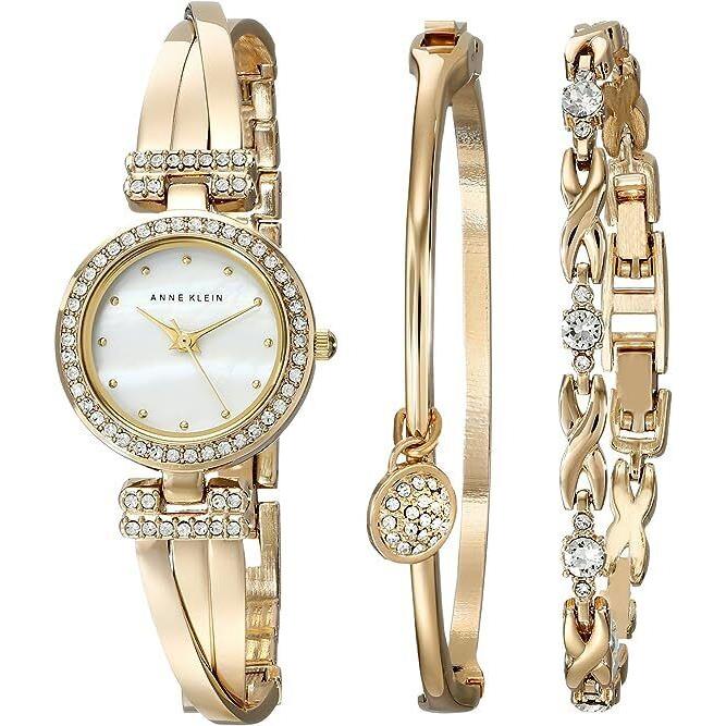 Anne Klein Women`s Bangle Watch and Bracelet Set AK/1868 GBST