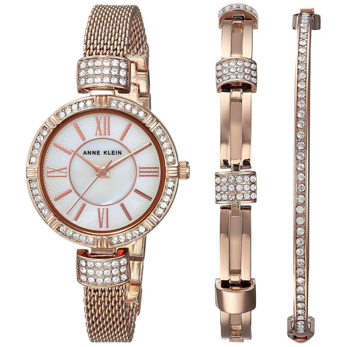 Anne Klein Women`s Bangle Watch and Bracelet Set AK/2844 RGST