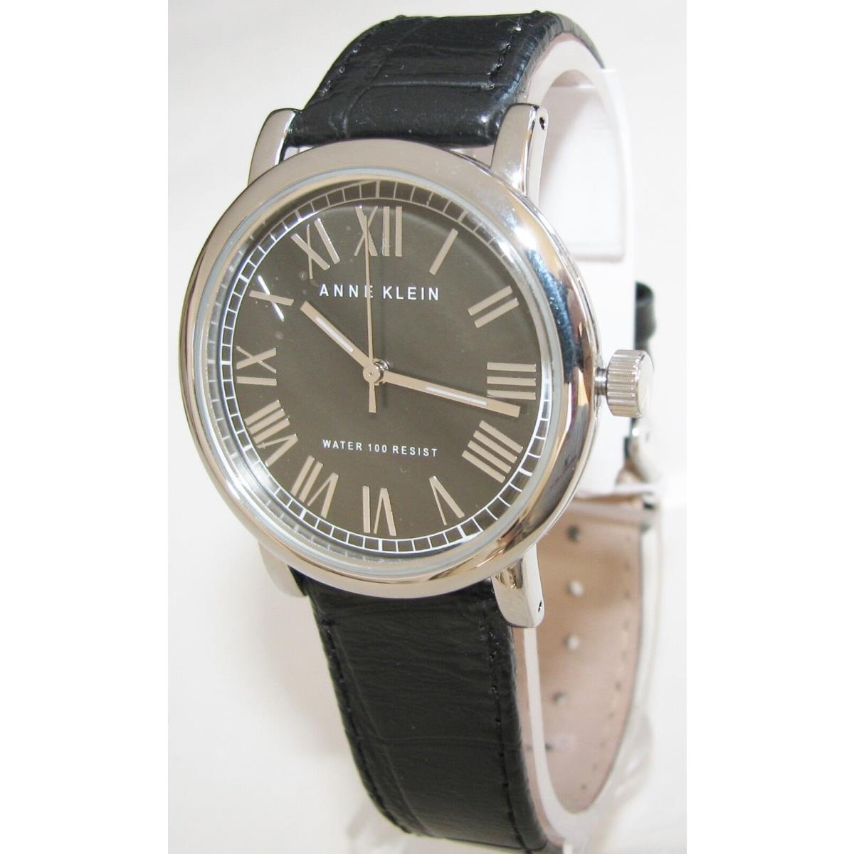 Anne Klein Croc Leather Band+white Black Roman Numeral Dial Watch+box