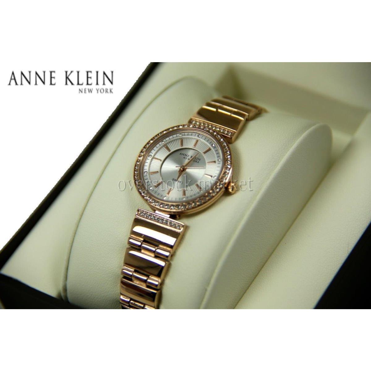 Women Anne Klein York Swarovski Crystal Rose Gold Tone Watch 12/2258SVRG