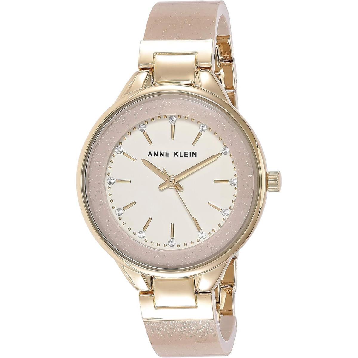 Anne Klein Women`s AK/1408CRCR Premium Crystal Accented Cream Bangle Watch