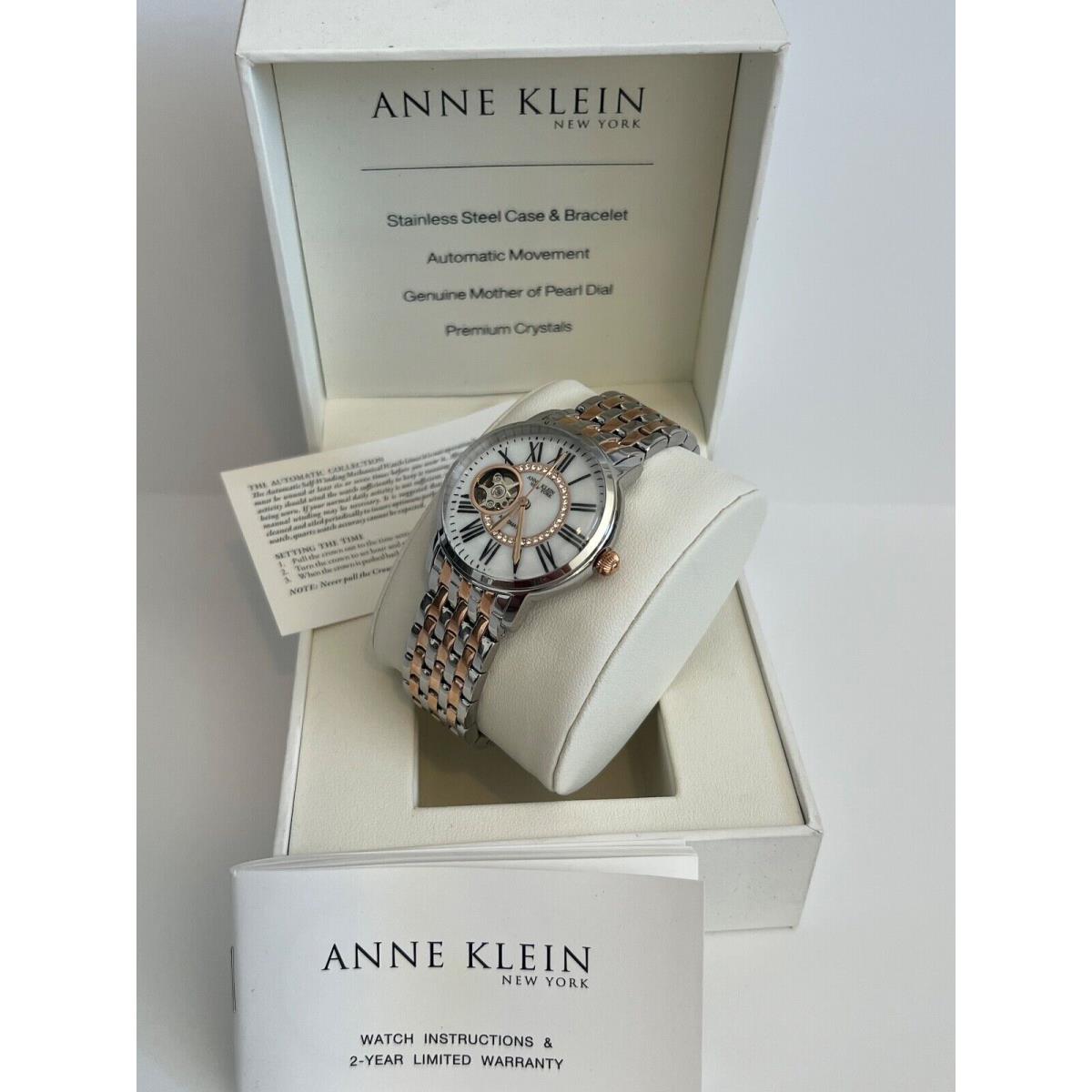 Anne Klein 12/2339MPRT 36mm Silver Stainless Steel Case with Rose Gold/silver - Dial: Pink, White, Rose, Band: Silver, Pink, Bezel: Silver