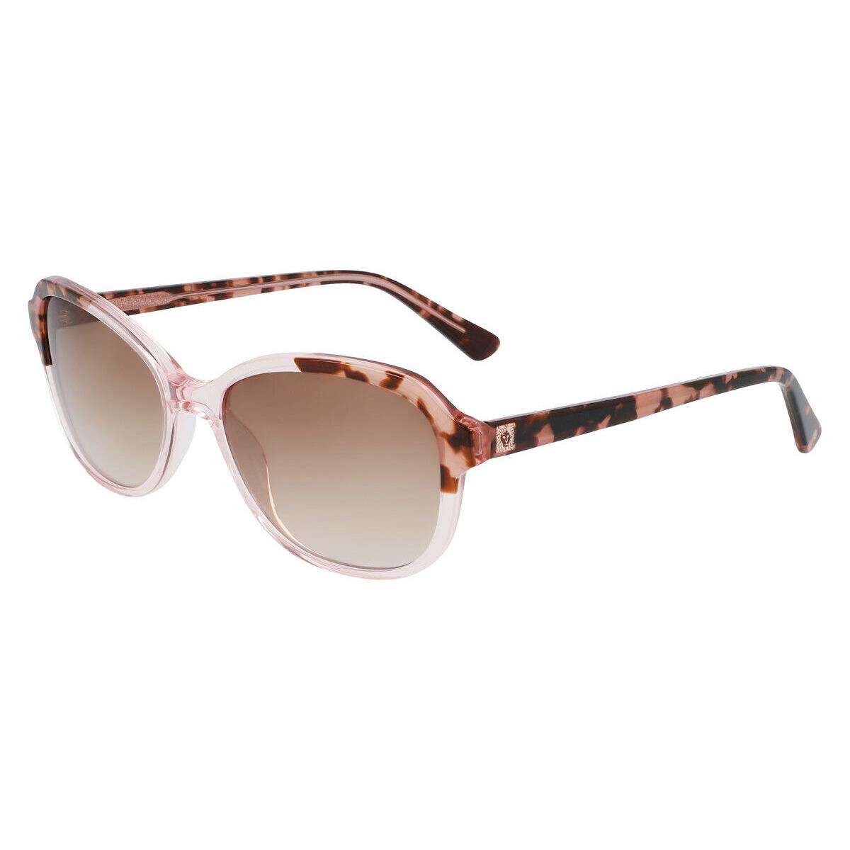 Anne Klein AK7078 Sunglasses Women Blush Crystal Irregular 55