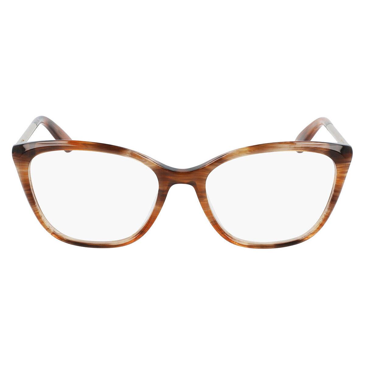 Anne Klein AK5084 Eyeglasses Women Mocha Horn Cat Eye 53mm