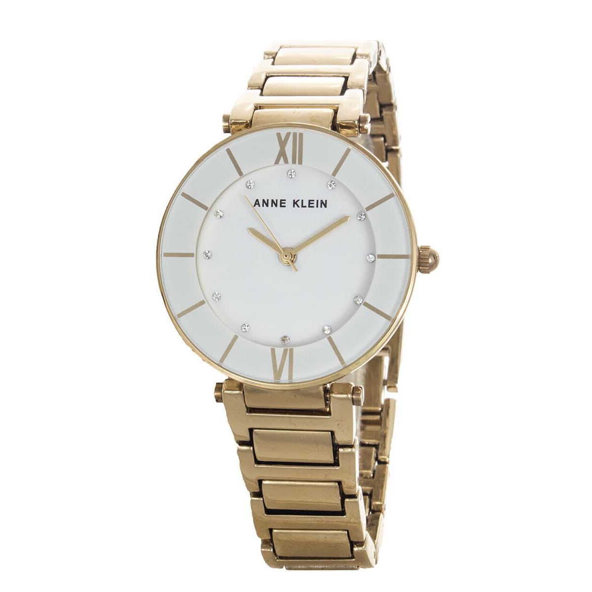 Anne Klein Women`s White Dial Gold Tone Stainless Steel Watch Set AK/3366WTST