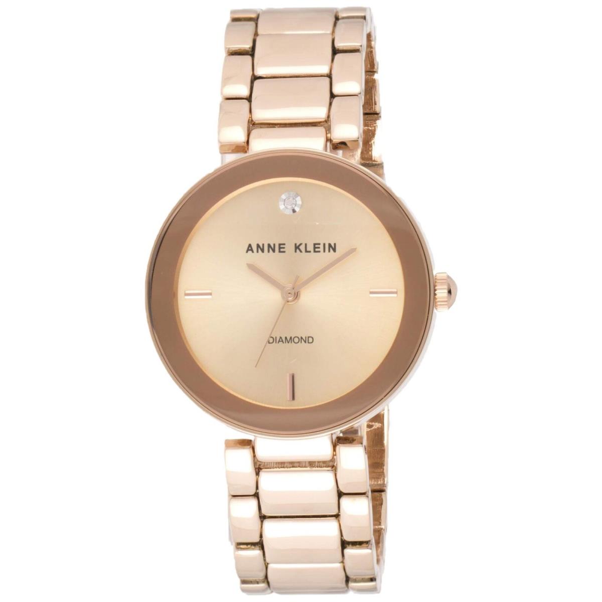 Anne Klein Women`s Diamond Dial Bracelet Watch Rose Gold-tone