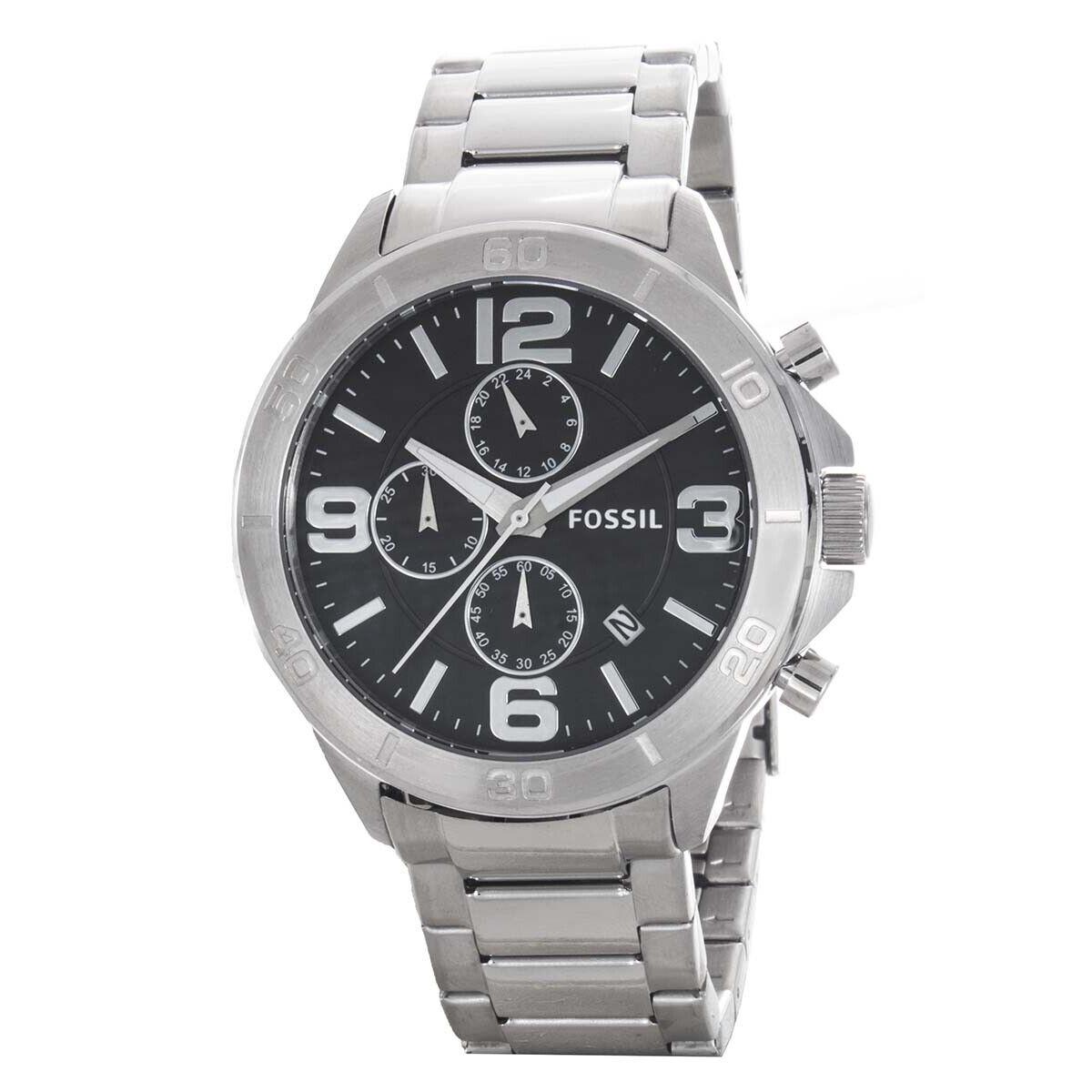 Fossil BQ2182 Black Dial Stainless Steel Chronograph Men`s Watch