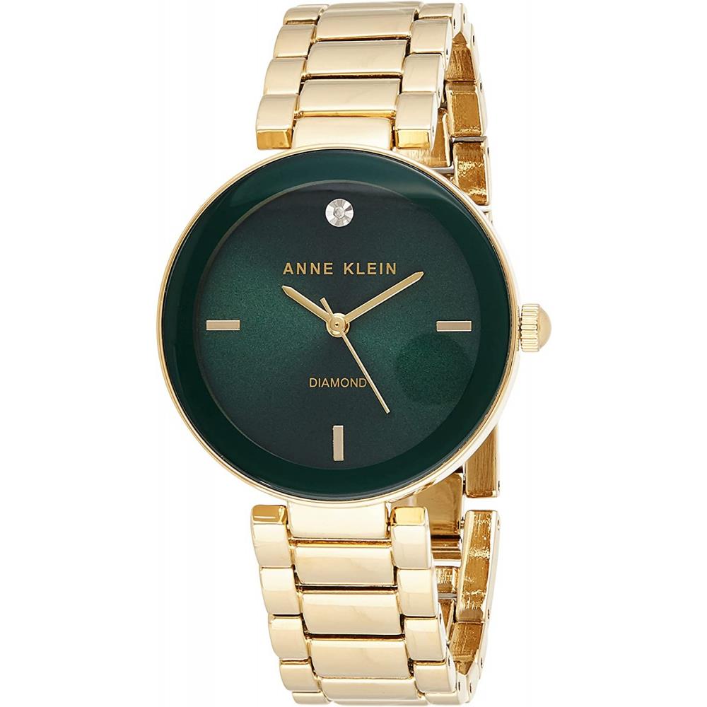 Anne Klein Women`s Diamond Dial Bracelet Watch Gold/green