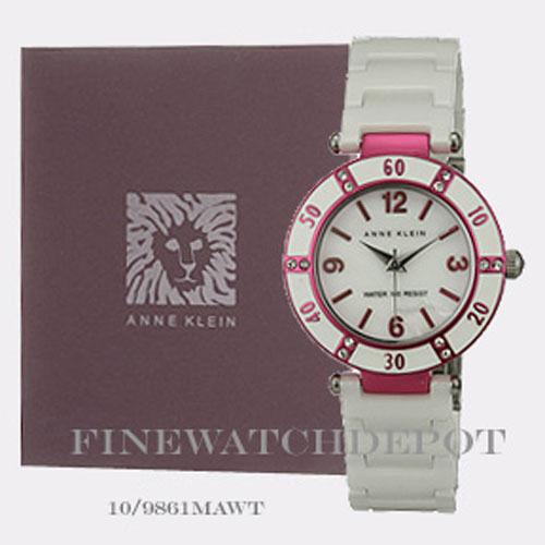 Anne Klein Women White Ceramic Bracelet Watch 10/9861MAWT