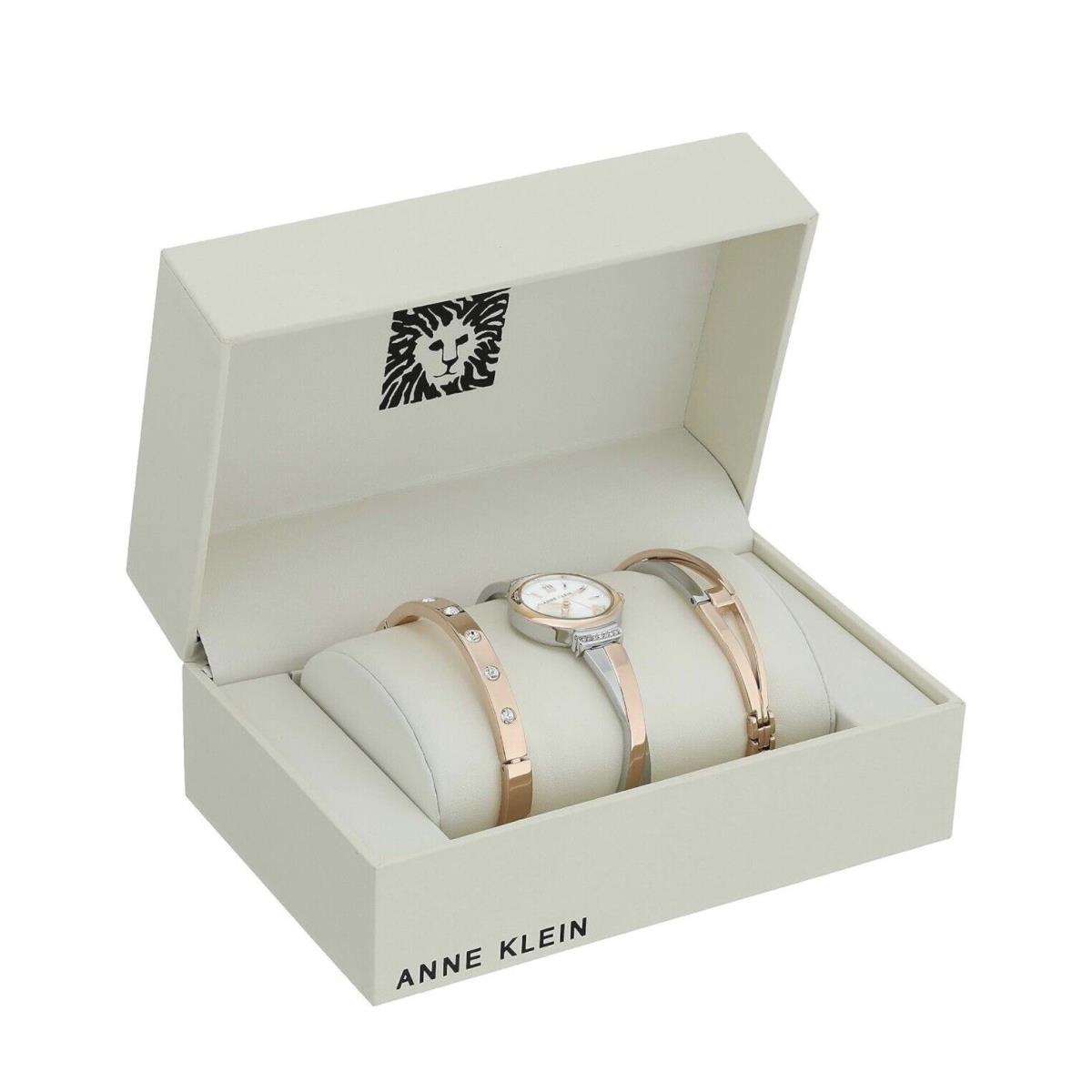 Anne Klein Women`s Premium Crystal Accented Bangle Watch Set AK/2245