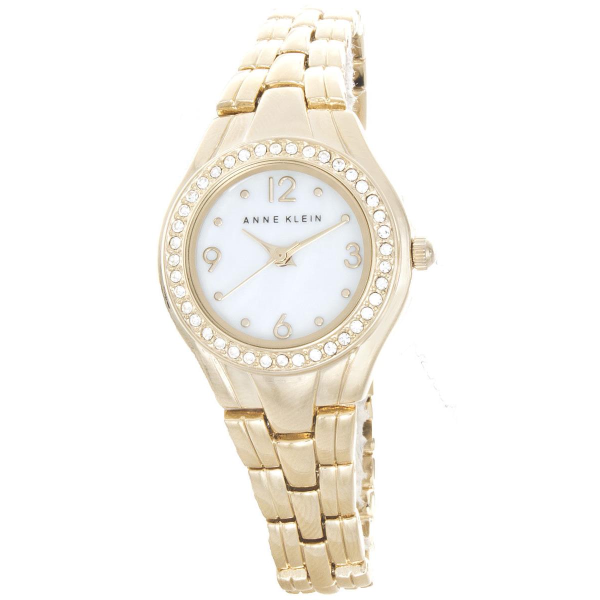 Anne Klein Women`s White Dial Gold Tone Bracelet Quartz Watch AK/2598MPGB - Dial: White, Band: Gold, Bezel: Gold