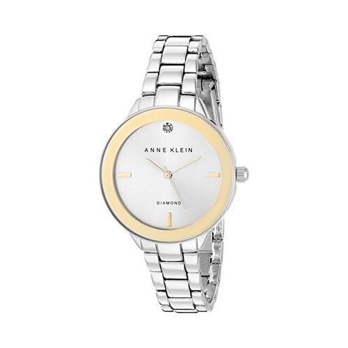 Anne Klein Women`s Gold Silver Dial Metal Bracelet Quartz Watch AK/2305SVTT