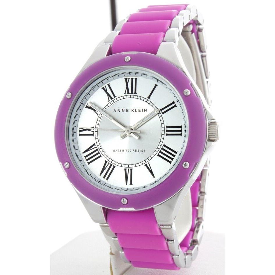 Anne Klein Roman Number Purple Bezel Women`s Watch AK/1319SVMB