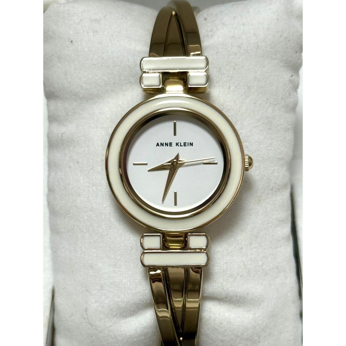 Anne Klein AK/3284 White Dial Gold Tone Metal Bracelet Womens Watch