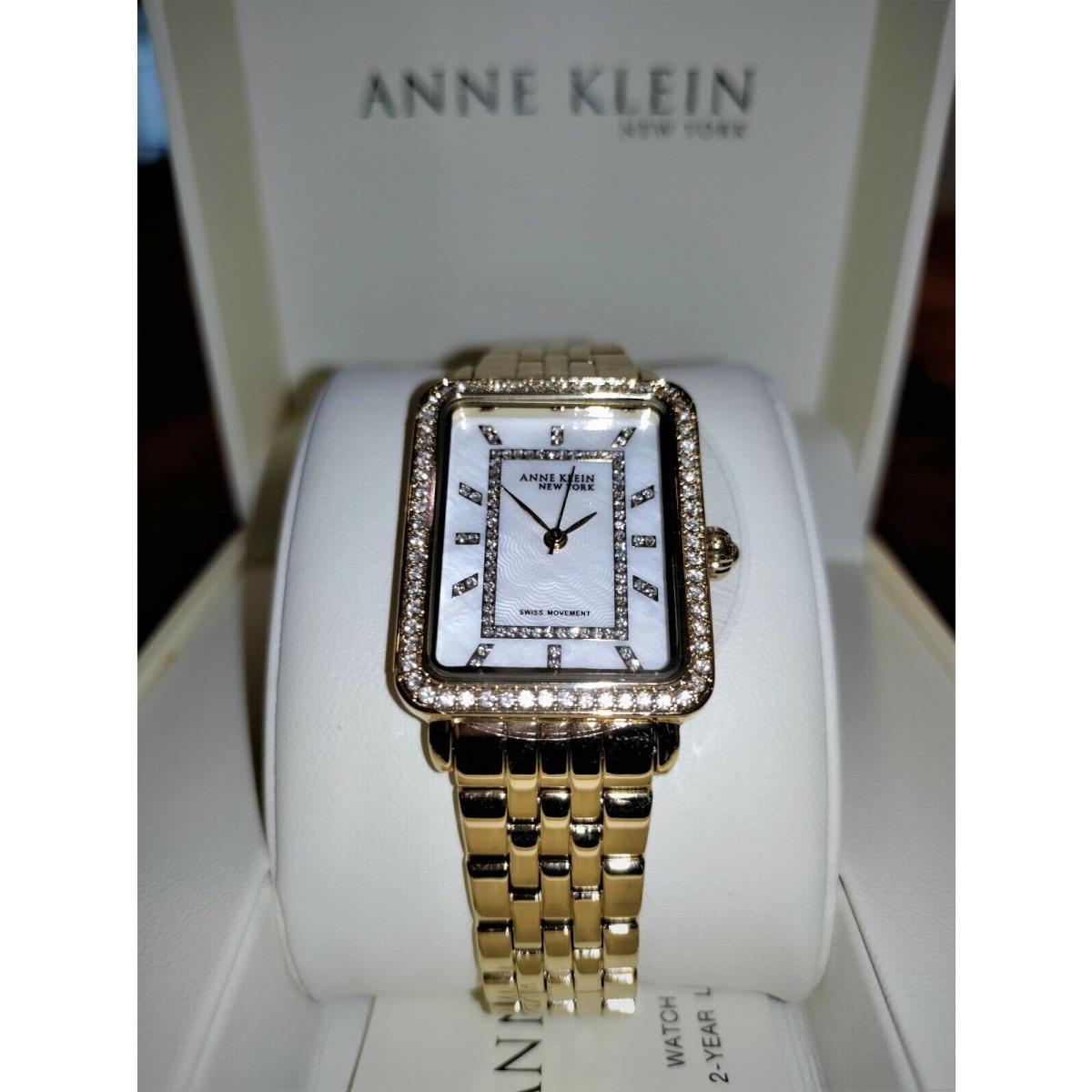 Anne Klein York Mother-of-pearl Dial Crystal Watch