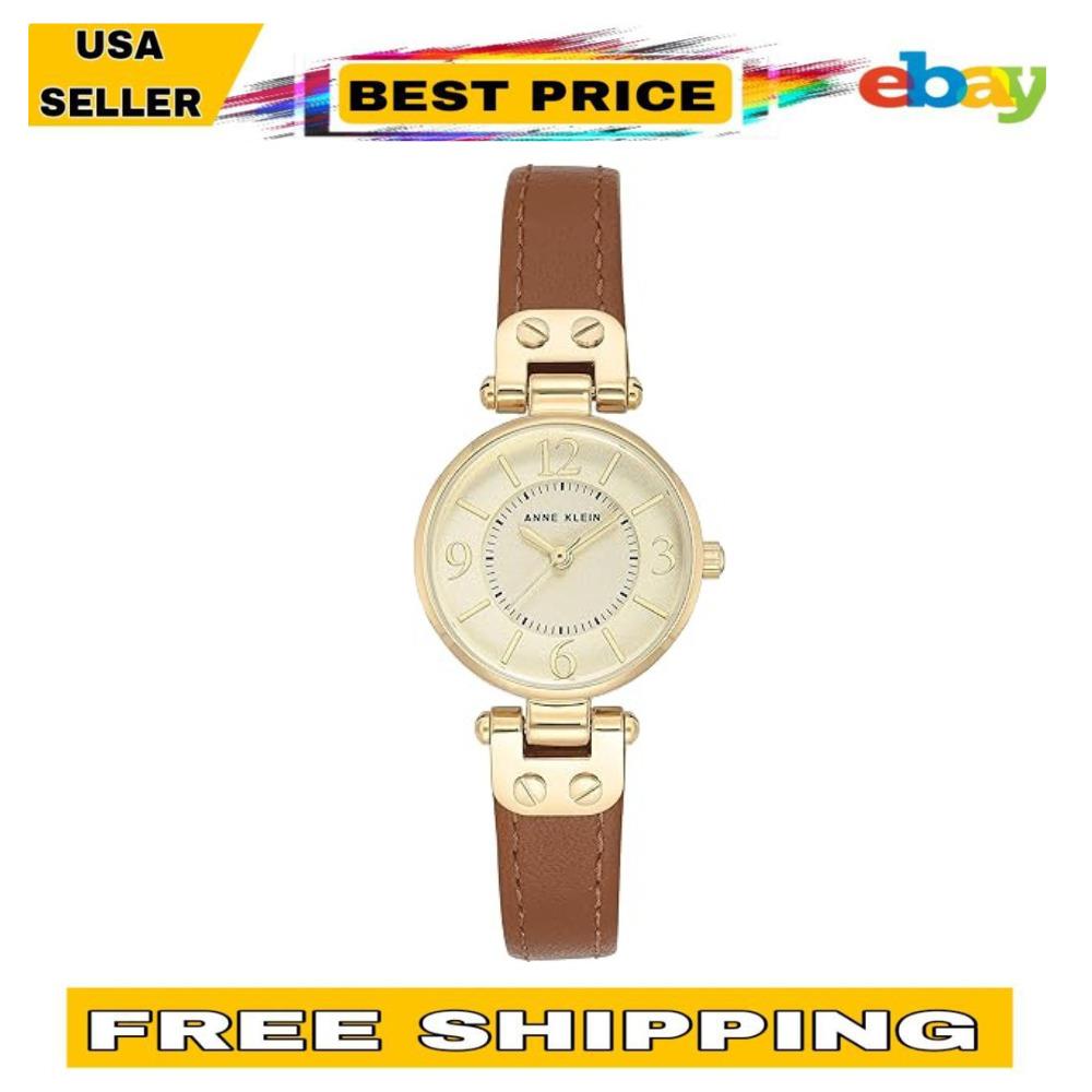 Anne Klein Women`s Leather Strap Watch Water-resistant Quartz Movement