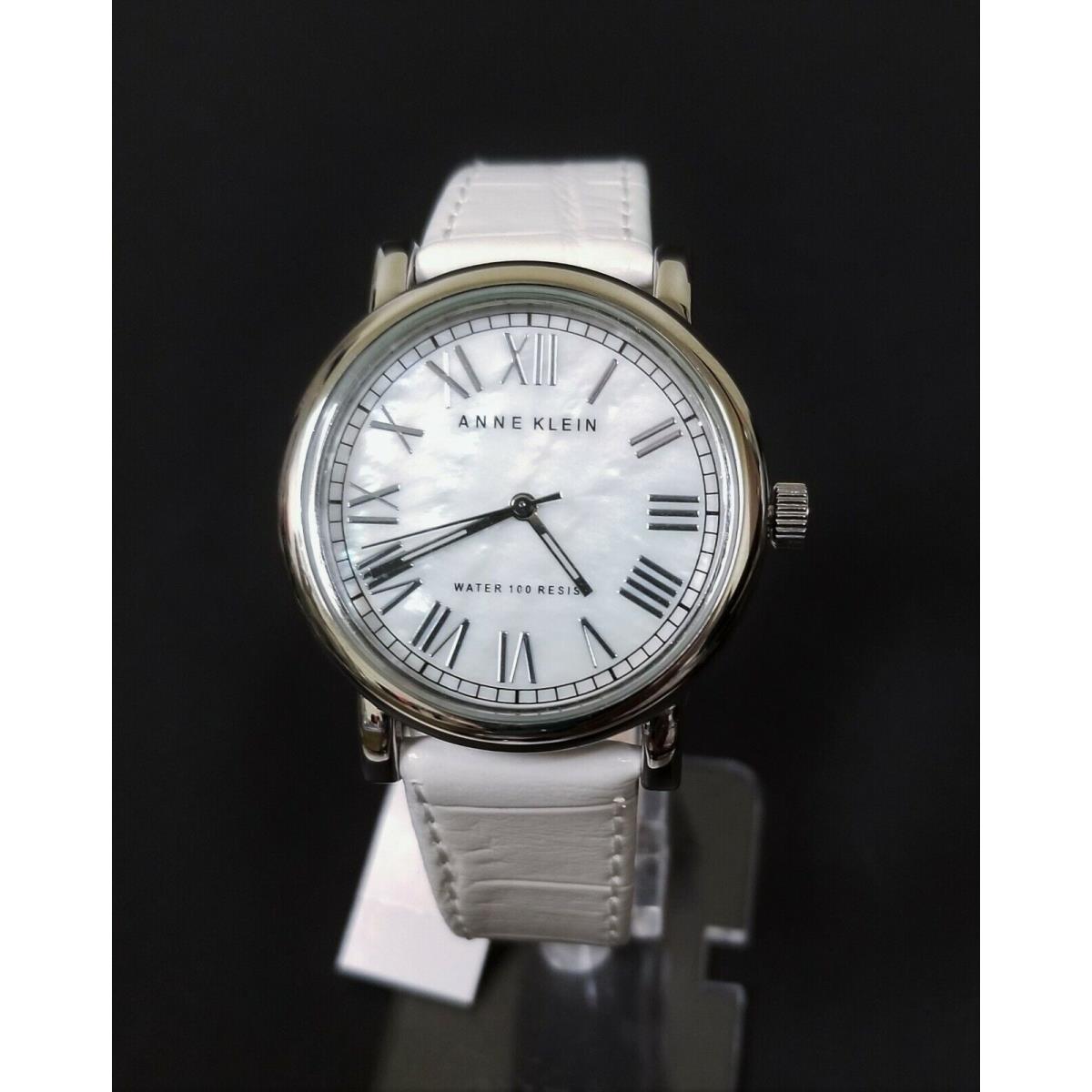 Anne Klein White Croc Leather+silver Tone Dial+mop Roman Numerals Watch 10/9933