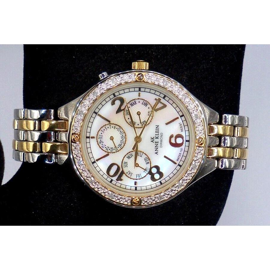 Anne Klein York 12-Diamond/Pearl/2-Tone Quartz Chrono Watch