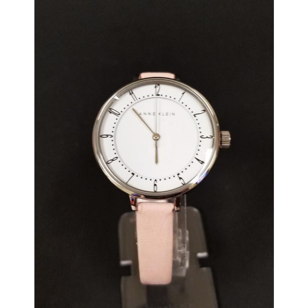 Anne Klein Silver Pink Blossom Leather Backing Band White Dial Watch AK/1639