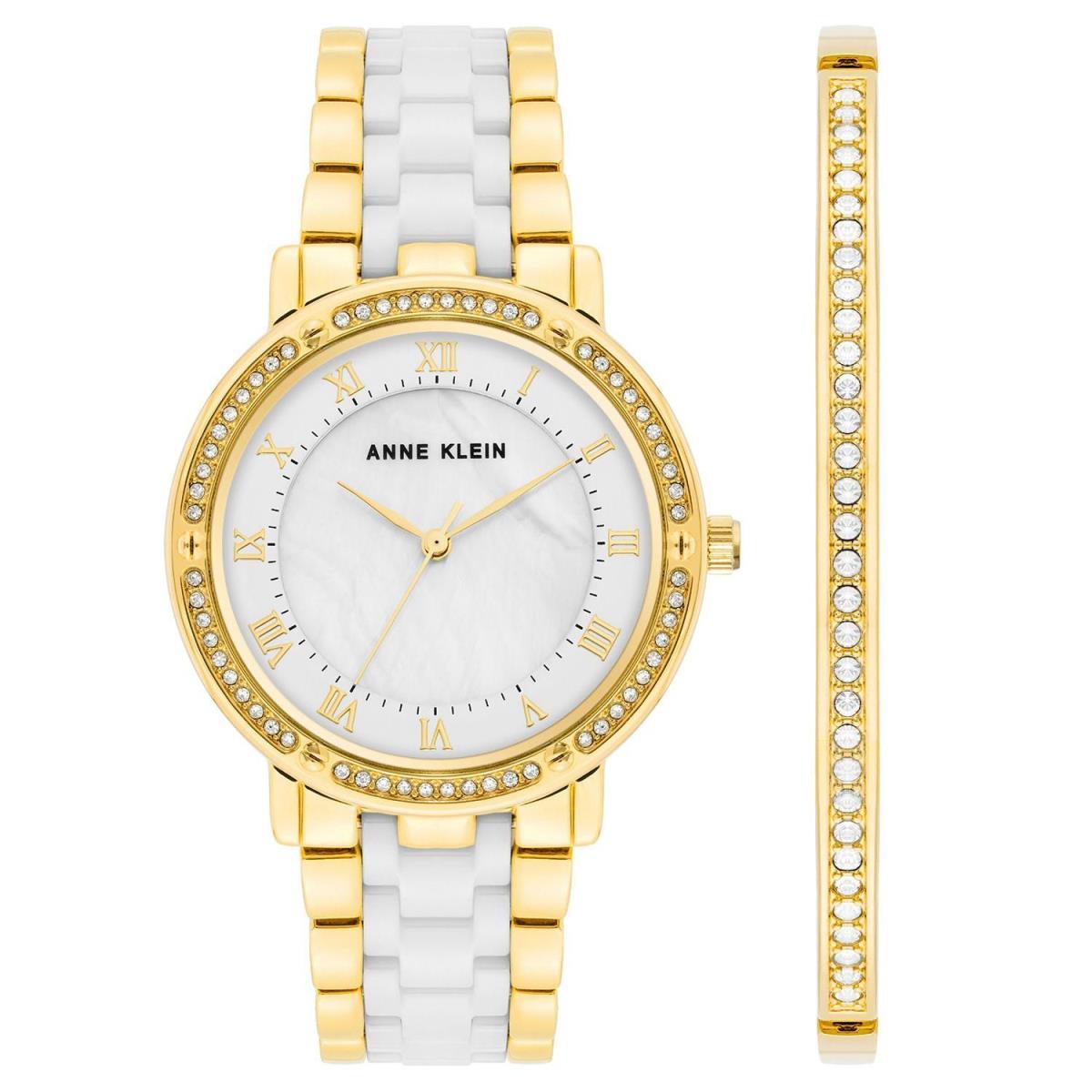 Anne Klein AK/3994WGST Ladies Watch Ladies Watch 2Pcs Set Gold/white