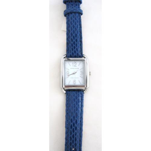 New-anne Klein Blue Python Embossed Leather Strap+silver Dial+mop Watch 10/9993