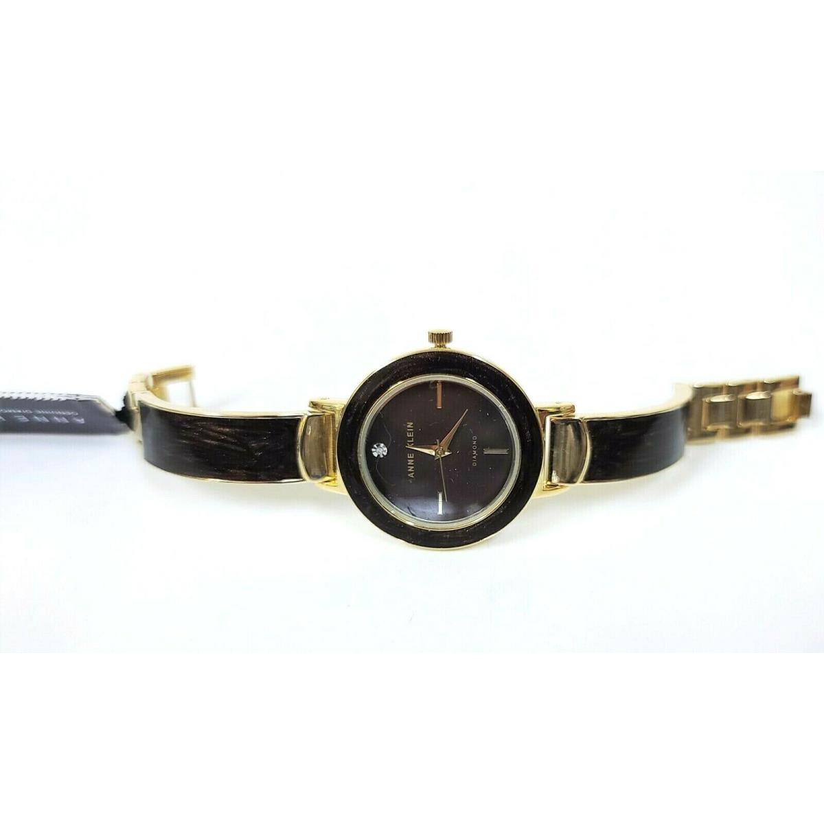 Anne Klein Gold Brown Acrylic Diamond Bangle Bracelet Watch AK/2444