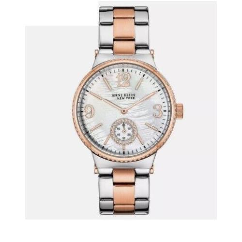 Womens Anne Klein York Crystal Rose Gold Two Tone Quartz Watch W17