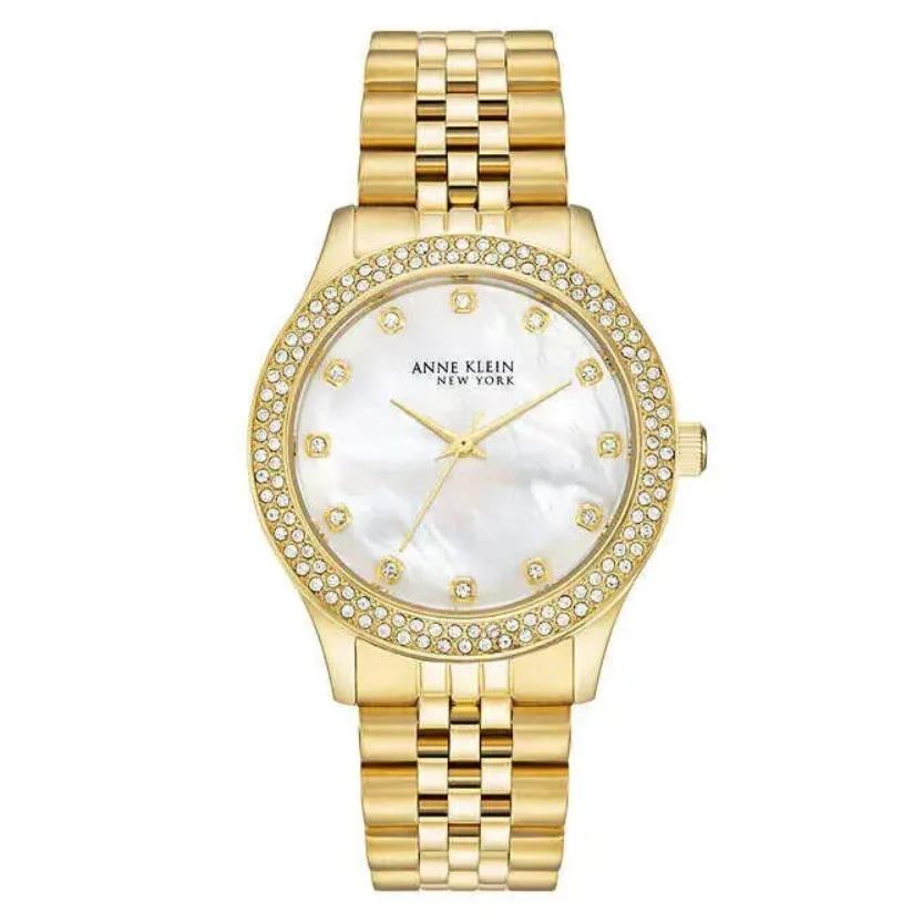 Anne Klein Mother-of-pearl Dial Stainless Steel Gold-tone Watch 12/7742MPGB