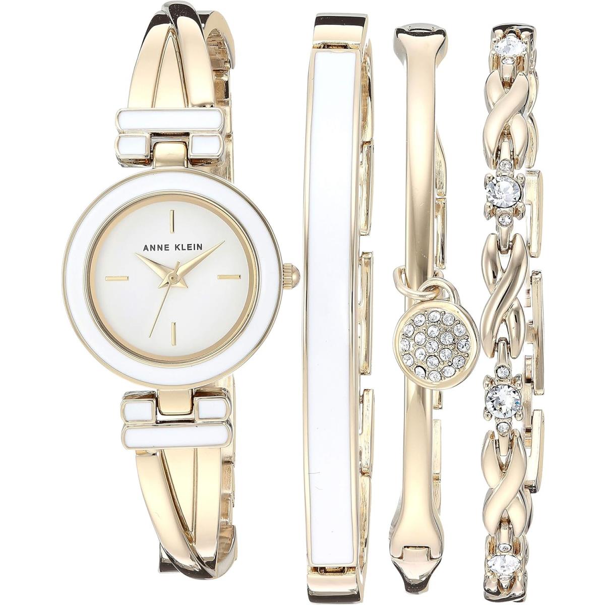 Anne Klein Women`s Bangle Watch and Premium Crystal Accented Bracelet Set