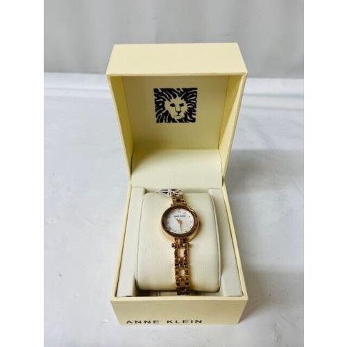 Anne Klein Rose Gold Watch w/ Mother of Pearl Dial Crystal Accents AK-3120MPRG