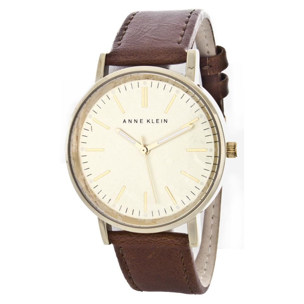 Anne Klein Gold-tone Dial Brown Leather Band Quartz Watch AK/1780CHBN