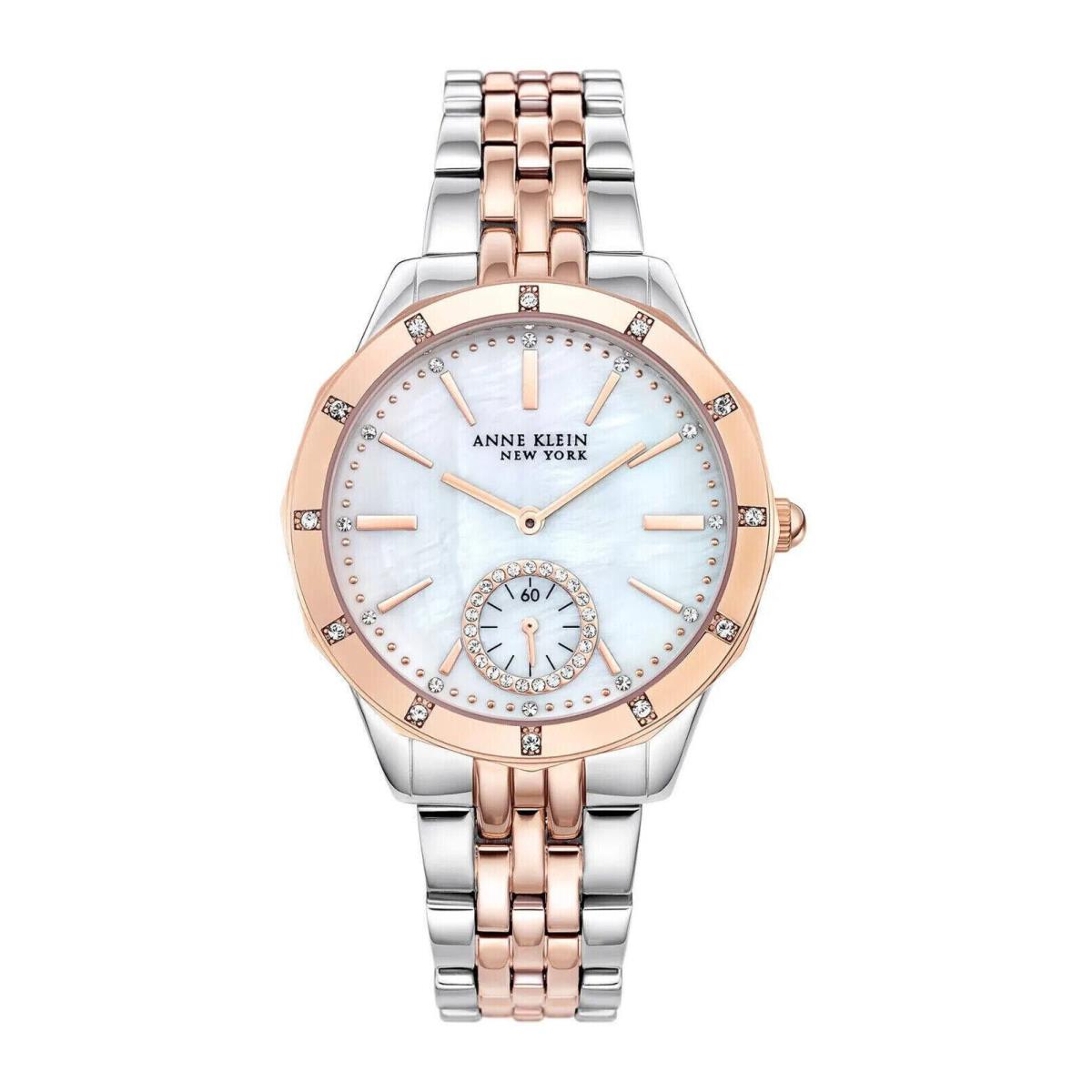 Anne Klein York 12/2305MPRT Swarovski Crystal Mop Dial Women`s Watch