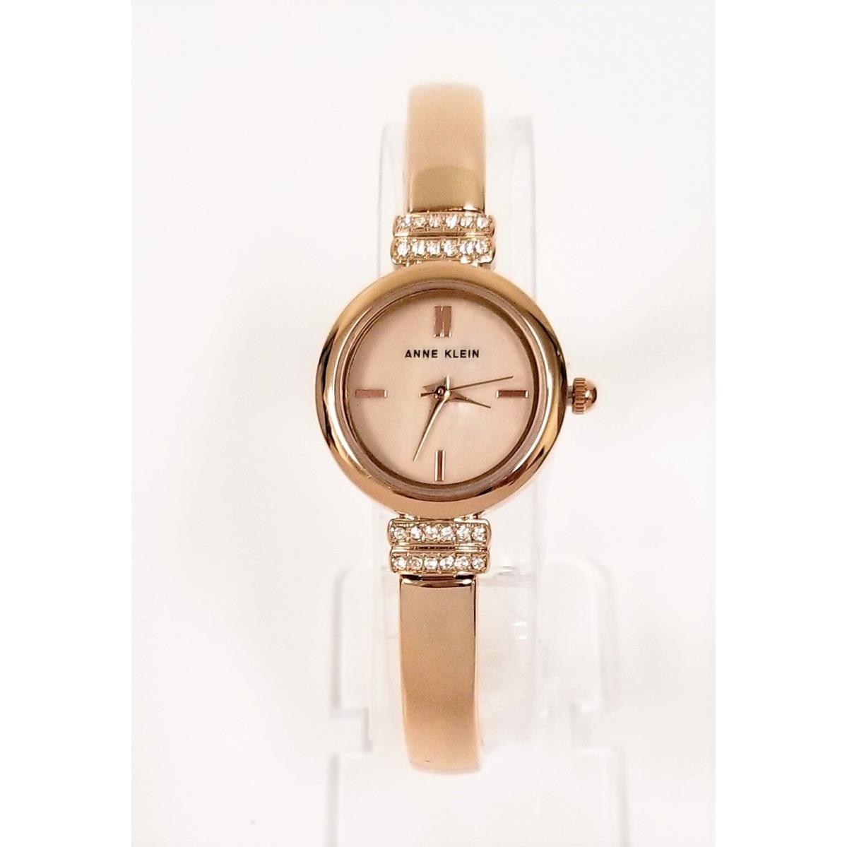 Anne Klein Rose Gold Tone Mop Crystals Bangle Bracelet Watch AK/2474BMRG