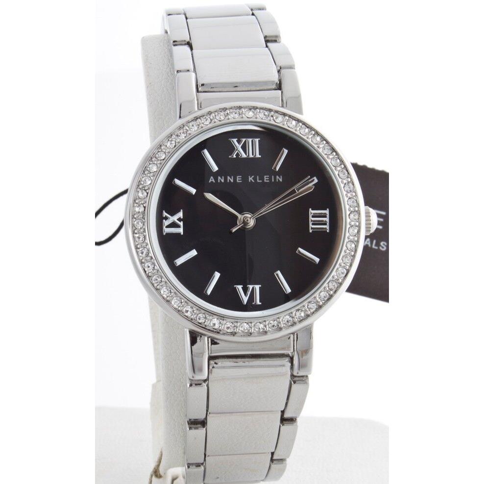 Anne Klein Women`s AK-1383BKSV Black Dial Stainless Steel Bracelet Quartz Watch