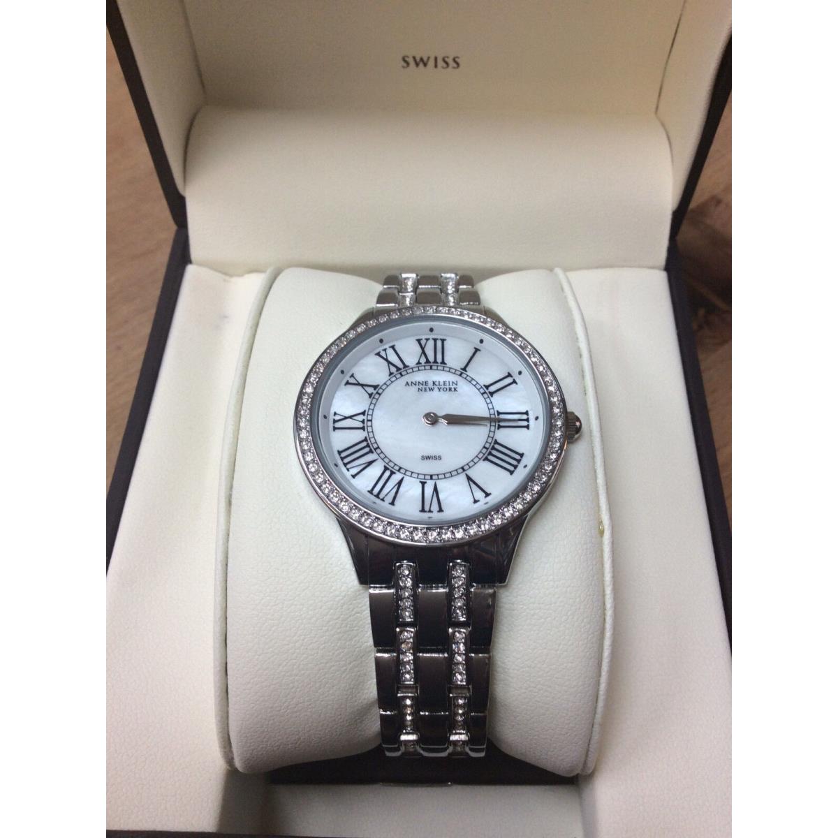 Anne Klein York Womens Stainless Steel Crystal Silver Watch 12/2265 Mpsv