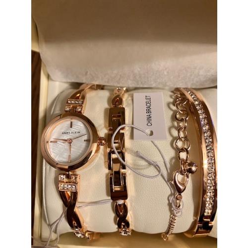 Anne Klein Women Premium Crystal Accented Watch and Bracelet Set