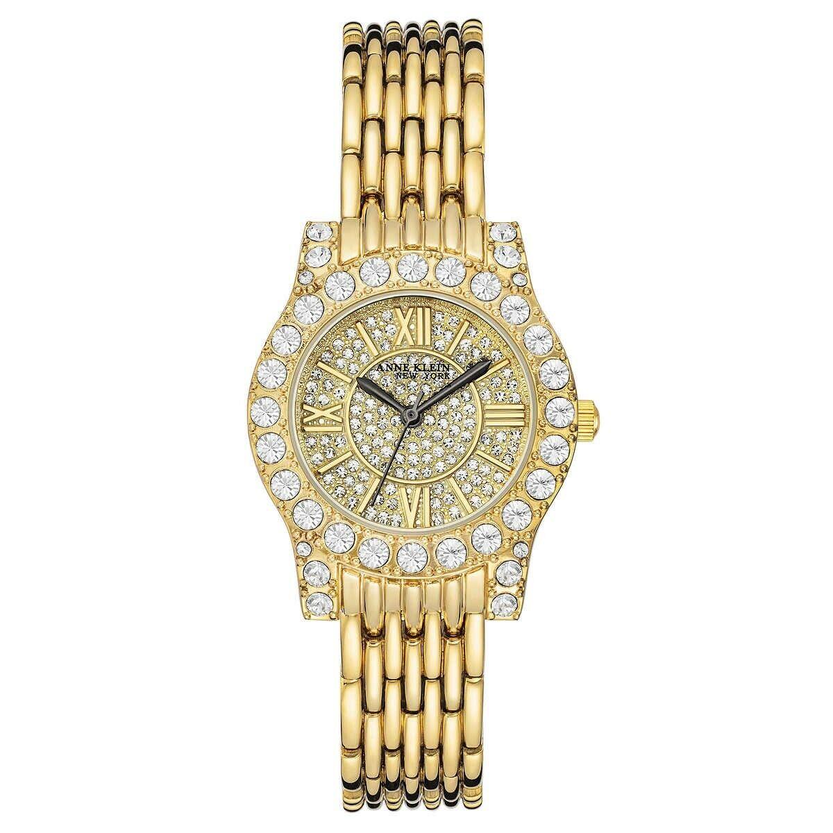 Anne Klein 12/2342PVGB Ladies Gold Tone Pave Crystal Dial Watch