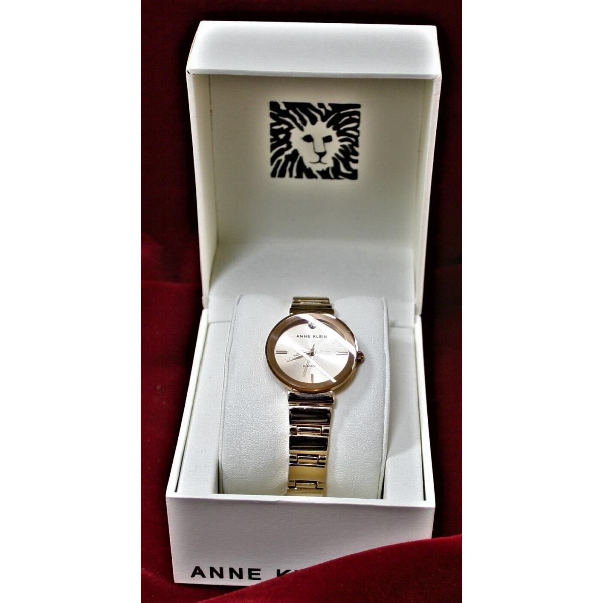 Anne Klein Diamond Rose Gold Plated Stainless Steel Wrist Watch