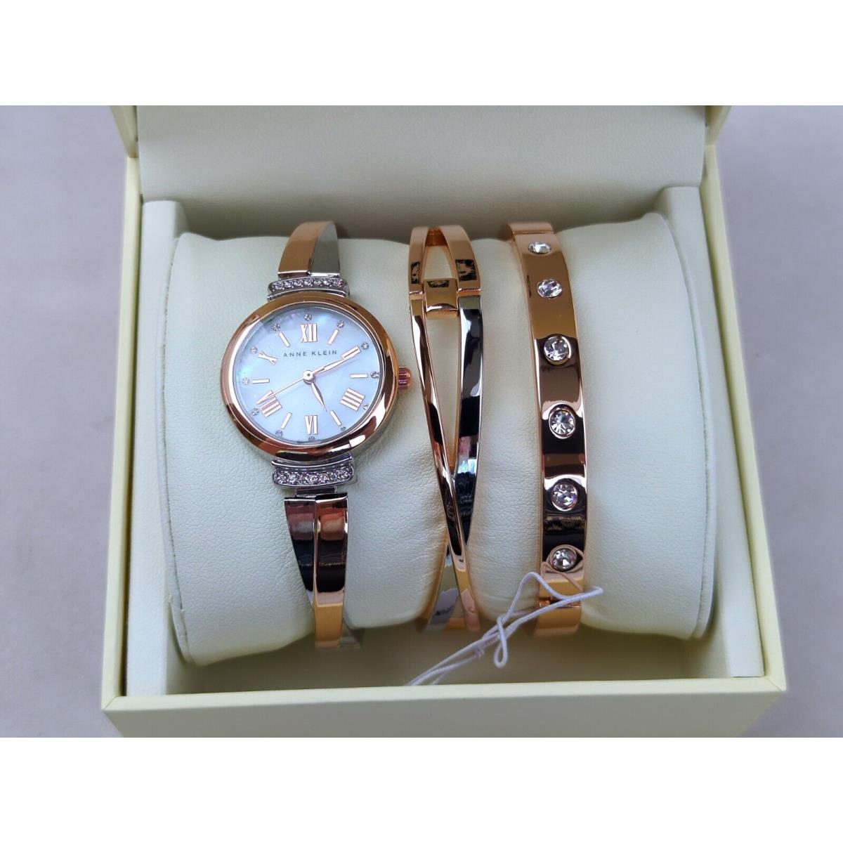 Anne Klein Women`s AK/2245RTST Swarovski Crystal Rose Gold Watch Bracelet Set