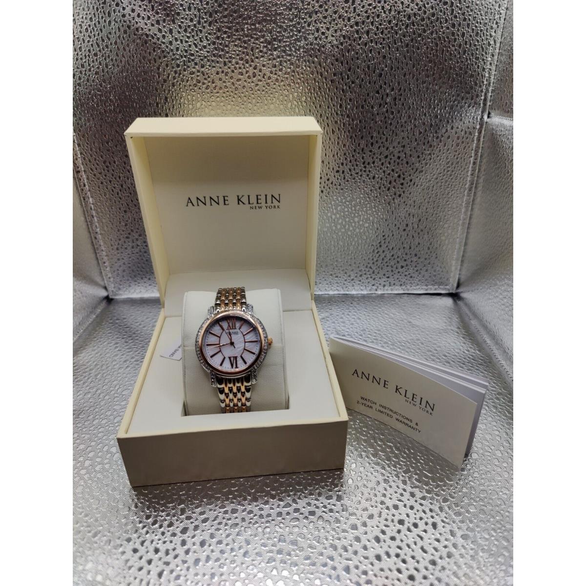 Anne Klein 12/2349MPRT Two-tone Stainless Steel Crystal Wristwatch Women`s