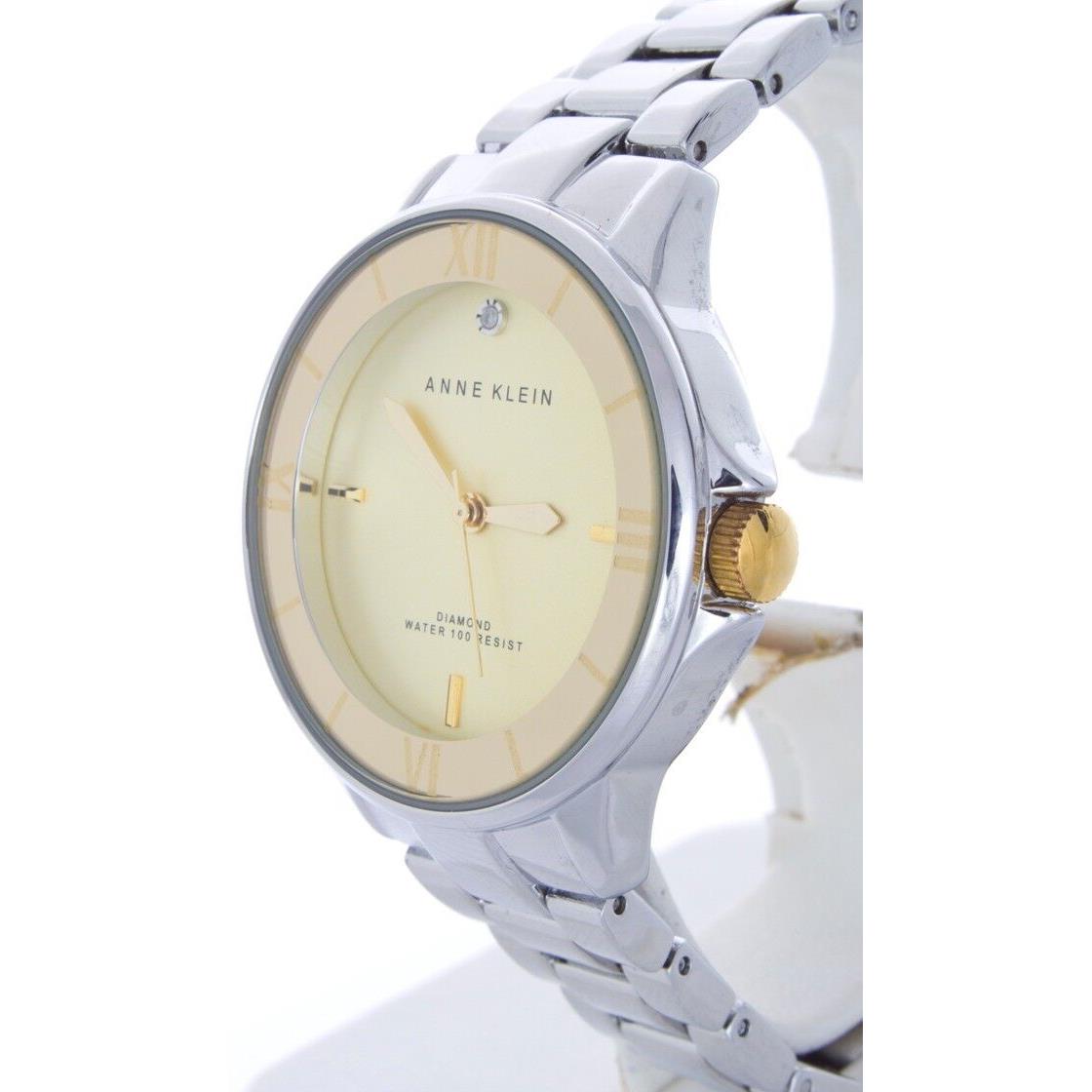 Anne Klein Women`s Diamond Gold Tone Dial Stainless Steel Watch AK/1277CHTT