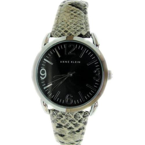 Anne Klein Silver Tone Sand Snake Leather Print Band Watch AK/1549BKGY