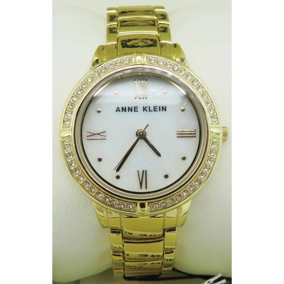 Anne Klein Women`s Gold Bracelet Watch w/ Mother Of Pearl Dial AK-2874MPGB